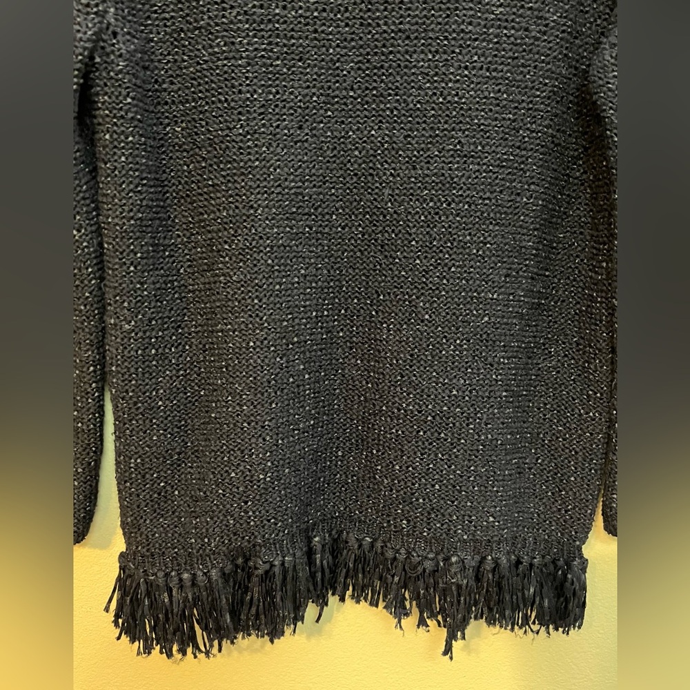 Ruby Rd Dark Navy Blue Beaded Neckline Pullover Fringe Winter Sweater! - Picture 9 of 12